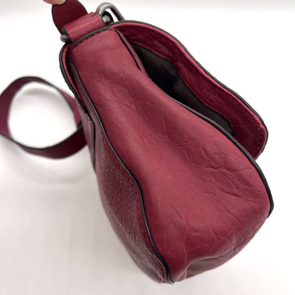 TREASURE AND BOND Leather Crossbody bag Womens Maroon Pebbled Tassel - Picture 4 of 12